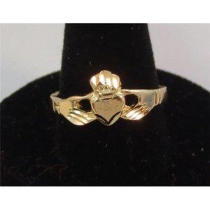 (Size 1) 14KT Gold EP Claddagh Irish Celtic Wedding Ring (Brand New)